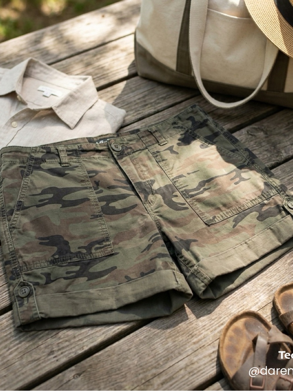 Sanctuary Women’s Camouflage Cargo Shorts - Olive/Tan/Black